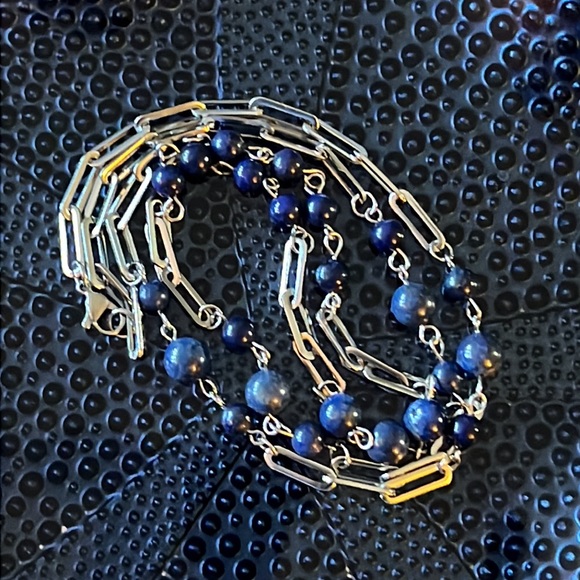 Lapis Lazuli Paper Clip Necklace - Picture 7 of 7